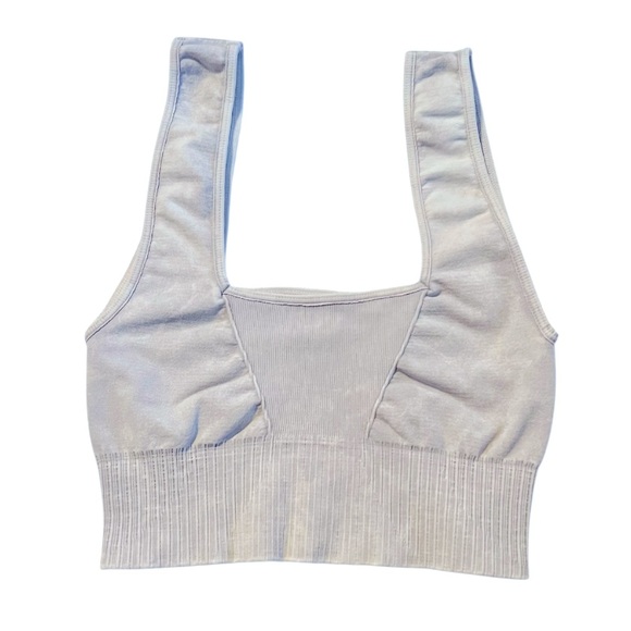 Free People Good Karma Square Neck Bra Top Gray NWOT - Picture 6 of 6